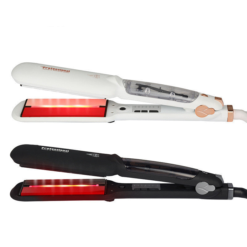 Infrared steam spray hair straightener